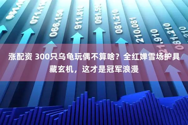 涨配资 300只乌龟玩偶不算啥？全红婵雪场护具藏玄机，这才是冠军浪漫